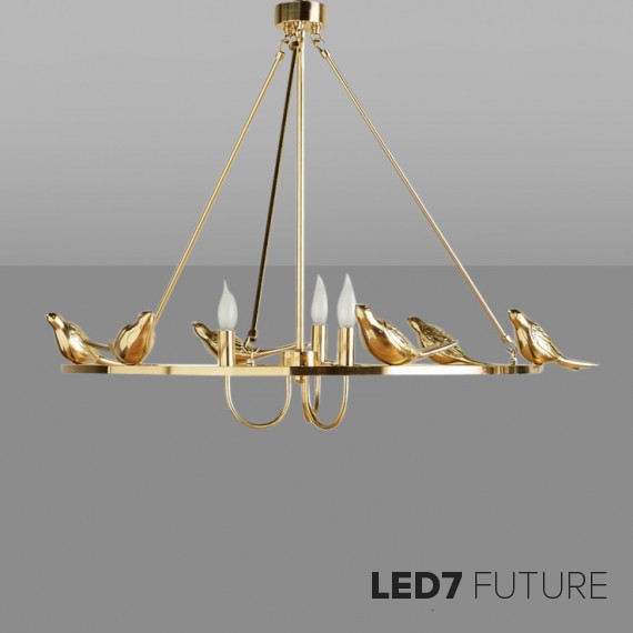 Loft Industry Modern - Golden Perch Chandelier